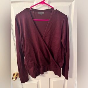 Cross over long sleeve sweater